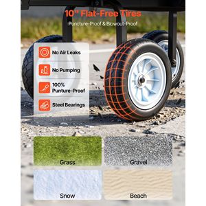 รถเข็นสวนแบบหนัก 500 ปอนด์ พร้อมที่นั่ง เก้าอี้เหล็กแบบมีล้อ และถาดใส่เครื่องมือ รถเข็นอเนกประสงค์สำหรับงานสวนพร้อมล้อ - Product Image 4