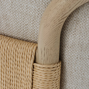 Fauteuil moderne en tissu avec pieds en bois, chaise d'appoint rembourrée pour salon, hôtel, maison, bureau - Product Image 5