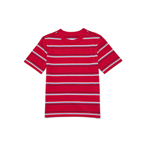 T-shirt à manches courtes rayé pour homme, col rond, coupe classique, 230g, 100% coton, vêtements décontractés, tissus tricotés, motif rouge, blanc, gris - Product Image 6
