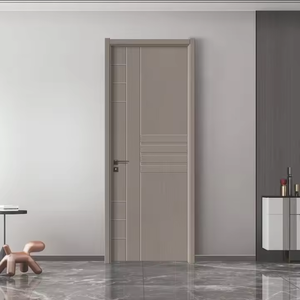 Porte d'entrée d'hôtel/appartement moderne en bois massif, contreplaqué MDF, placage grain de bois, anti-moisissure, anti-étirement, pré-montée - Product Image 2