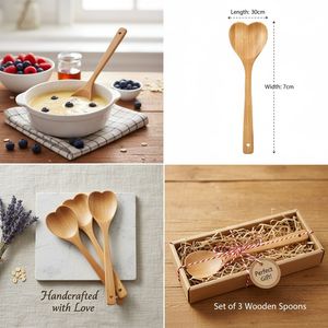 Natural Wooden <b>Spoon</b> Eco Friendly Kitchen Utensil Handmade Wood <b>Spoon</b> Cooking <b>Serving</b> <b>Spoon</b> for Home Kitchen Use - Product Image 6