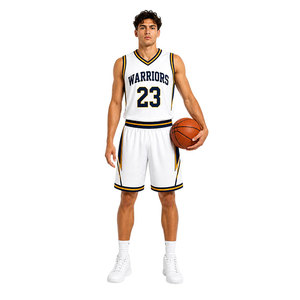 Ensemble d'uniformes de basketball personnalisés pour hommes, maillot et short en mesh respirant, col en V, tenue professionnelle pour équipe sportive - Product Image 3