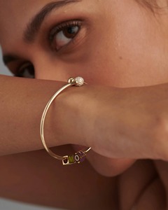 Charm Flexible <b>Bangle</b> Bracelet 0.44 Ct Natural Diamond G-H Color VS-SI Clarity 14K <b>Solid</b> <b>Gold</b> Customizable Charm Design Idea - Product Image 2