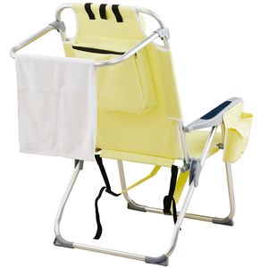 Sedia da Spiaggia Gialla 63*70*99cm, Capacità di Carico 100kg, Tessuto Oxford Rinforzato, Supporti in Alluminio Bianco Argento, Portata 100kg - Product Image 4