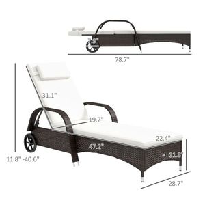 Moderna Chaise Longue da Esterno in Rattan con Telaio in Alluminio e Cuscino Impermeabile - Product Image 2