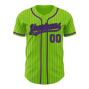 Custom Green Purple Striped Baseball Jersey V-Neck Short Sleeve Breathable Unisex Adult Uniform Sublimated Print Yourteams 00 - Product Image 2
