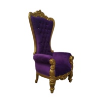 Chaise de trône royale en bois de palissandre massif avec dossier haut, finition en velours violet et or, style de loisirs capitonné, meubles de luxe pour salon