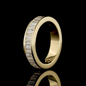 Bague de fiançailles éternelle sertie de diamants baguette cultivés en laboratoire, plaquée rhodium, or 10K 14K 18K, argent 925 935 - Product Image 3