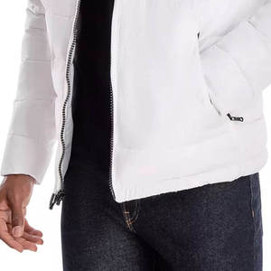 Veste matelassée à capuche blanche pour homme avec fermeture éclair, coupe-vent, manteau d'hiver décontracté, rembourrage épais en polyester, coupe régulière - Product Image 4