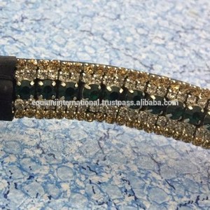 Nueva y Exclusiva Diadema de Cuero Hecha a Mano con Cristales en Forma de V y Pedrería Elegante para Caballo - Tallas y Colores Personalizables - Cob-Full - Product Image 3