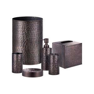Galvanized Iron Metal With Wooden Top Seven Piece Set Silver Color <b>Bathroom</b> Set Style Handicrafts <b>Bathroom</b> Ware - Product Image 2