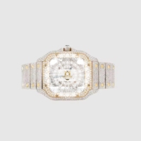 Montre Homme AURALUXURIA à Quartz Analogique avec Moissanite, Boîtier Argenté, Tons Or et Argent, Étanche 10 ATM, 25mm, Luxe Jour/Date