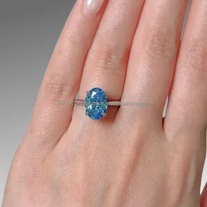 Blue Oval Cut Diamond Solitaire Ring in White Gold Classic Minimal Engagement Ring for Women Luxury Statement Promise Ring <b>Gift</b> - Product Image 1