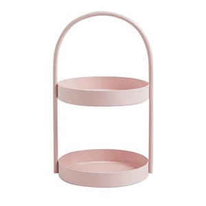 Soportes de metal galvanizado de 2 niveles de alta tendencia para tartas de boda, bandejas de metal, platos de postre para fiestas de té, bodas y cumpleaños - Product Image 3