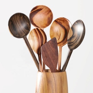 Conjunto de utensilios de madera de Acacia de buena calidad, bambú ecológico, OEM, cucharas de madera para decoración de cocina, novedad - Product Image 3