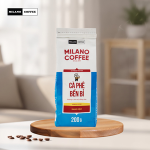 Café Arabica en Grains Torréfiés Intensément et au Goût Amère, Marque Milano, Haute Qualité, Paquet de 0,2 kg, Durée de Conservation 1 An, Vietnam - Product Image 1