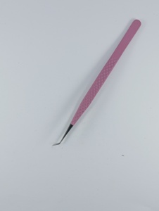 Juego de Pinzas Profesionales para Extensión de Pestañas de Acero Inoxidable con Textura de Diamante Rosa, Pinzas Curvas de Alta Precisión para Aplicación de Pestañas - Product Image 2