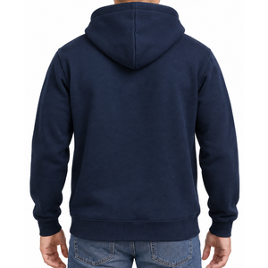 Men's <b>Navy</b> Blue Pullover Hoodie Embroidered Letter in light blue Kangaroo Pocket <b>Sweatshirt</b> - Product Image 3