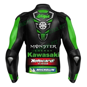 Combinaison de moto en cuir Kawasaki sur mesure, faite à la main, pour homme et femme, perforée, pour l'été. - Product Image 2