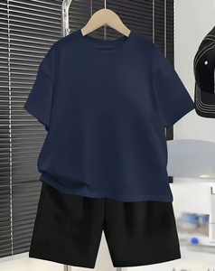 Pink O-Neck Short Sleeve T-Shirt Black Shorts 2pcs Casual Summer Set Unisex Breathable Quick Dry Polyester/Cotton Solid Clothing - Product Image 4