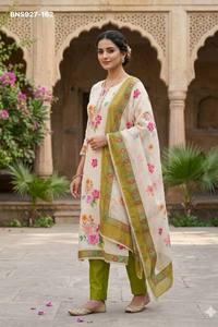 Última Colección de Kurti-Pant y Dupatta de Diseño Moderno en Algodón Lilan con Estampado Digital y Trabajo Manual, Proveedor Mundial - Product Image 2