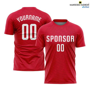 Maillot de football personnalisé haut de gamme rouge et blanc respirant à manches courtes par sublimation – Lavable en machine, séchage en machine, faible consommation d'énergie - Product Image 6