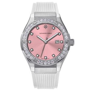 Reloj de Moda para Mujer Alexander Ferros 2251S-18 con Cristal de Zafiro, Cuarzo Ronda, Correa de Goma, Resistente al Agua 50m, Esfera de Acero Inoxidable - Product Image 1