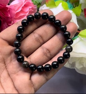 Onyx Beaded <b>Bracelet</b> Round Black Classic Style Unisex Gift Jewelry - Product Image 1