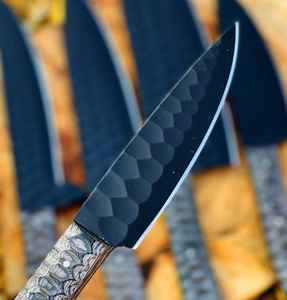 Juego de Cuchillos de Chef de Acero al Carbono con Revestimiento Negro Hechos a Mano con Funda, Cuchillos para Cortar Vegetales de Primera Calidad Hechos a Mano, Profesionales - Product Image 3