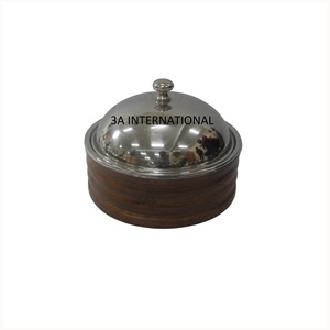 Double Wall Insulated Casserole Serving Hot Pot Walnut Finishing Hot <b>Food</b> <b>Server</b> Rounded Hot Pot <b>Food</b> Equipment Hot Pot - Product Image 1