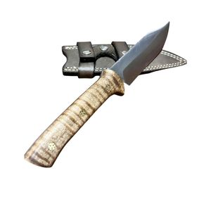 Cuchillo de Caza de Acero Inoxidable con Mango de Madera, Hoja de Punta Caída, Borde Recto, Cuchillo Táctico de Supervivencia para Exteriores - Product Image 2