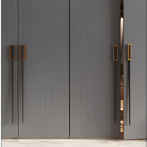 Poignée longue de placard en aluminium, noir et or, bicolore, pour porte de garde-robe, design rectangulaire supérieur, mobilier moderne - Product Image 1