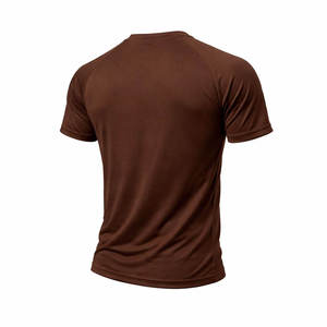 The Gym Men's Slim Fit Short Sleeve T-Shirt <b>Brown</b> Cotton Jersey Crew Neck Casual Breathable Printed Design Front Letter Pattern - Product Image 4