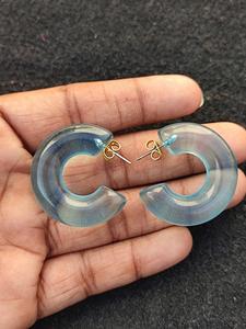 MN EXPORTS Yellow Resin <b>Drop</b> Earrings with Natural Pearl Customized Design for Women's Trendy Party Islam Fashion Jewelry - Product Image 5