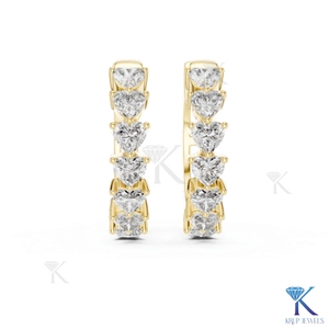 Boucles d'oreilles créoles Huggie en or massif 14K 18K avec diamants CVD taille cœur cultivés en laboratoire, bijoux fins pour femmes, vente en gros fabricant - Product Image 1
