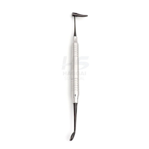Grattoir osseux dentaire manuel en argent, instrument de greffe osseuse incurvé pour implants dentaires, poignée ergonomique, certifié CE Classe I - Product Image 1