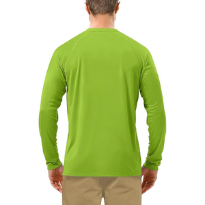 High Visibility Neon Lime Green <b>Mens</b> Long Sleeve Rash Guard Swimwear <b>Top</b> UPF 50 Sun Protection Athletic Fit - Product Image 3