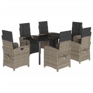 Set da Pranzo da Giardino in Rattan Grigio per 6 Persone, Resistente alle Intemperie, Design Contemporaneo - Product Image 2