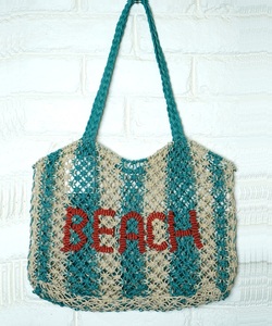 Bolso Tote de Yute Tejido a Crochet Aperol Time, Bolso de Hombro Bohemio de Verano para Mujer, Abierto, Ecológico, con Patrón de Letras Bordadas - Product Image 2