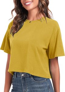 T-shirt court personnalisé pour femme à manches courtes 100 % coton, coupe ample, style décontracté, col ras du cou, streetwear, séchage rapide, haut tendance, personnalisable - Product Image 2