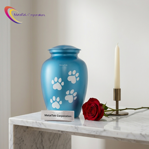 Top Selling Eco Friendly Pet Memorial Urn <b>for</b> Dog <b>Ashes</b> Solid Alloy Metal Cremation Jar Paw Print Design Personalized Pet Urns - Product Image 4