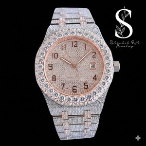 Nouvelle Montre Mécanique de Luxe pour Homme, Design Diamant Bling Bling, Argent et Or, Sertie de Diamants, pour la Vente en Gros - Product Image 1
