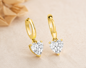 Boucles d'oreilles clous cœur en argent sterling 925 plaqué or pour femme, bijoux minimalistes tendance, cadeau fait main, vente chaude - Product Image 3