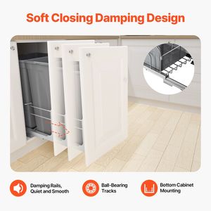 Contenitore per rifiuti da cucina a doppio scomparto da 50 QT X2, contenitore per immondizia estraibile resistente con kit porta per la raccolta differenziata. - Product Image 6