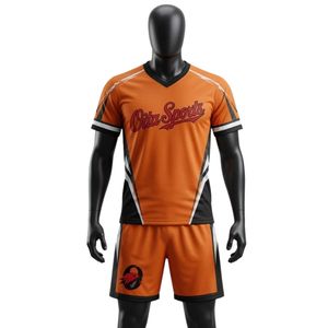 Ensemble d'uniformes de lacrosse unisexe orange et noir sublimés, maillot et short de sport réversibles en polyester léger, vêtements de performance - Product Image 1