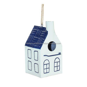 Nichoir traditionnel en métal pour oiseaux, abri suspendu pour oiseaux de jardin, boîte de nidification décorative extérieure pour petits oiseaux sauvages, patio, balcon, cour - Product Image 5