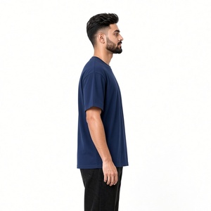 T-shirt homme à épaules larges, manches tombantes, en jersey de coton, col rond, manches courtes, uni - Product Image 3