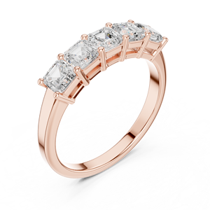 Anillo de compromiso de lujo con corte octogonal cuadrado en oro rosa macizo de 14K para mujer, certificado GRA, con 5 diamantes cultivados en laboratorio. - Product Image 4