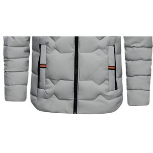 Veste d'hiver décontractée imperméable avec poches, personnalisable en gros, imprimée OEM, en polaire matelassée, col montant, logo frontal, pour hommes, option grandes tailles - Product Image 5