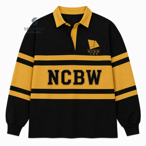 NCBW Oversized <b>Women's</b> Color Block Rugby <b>Shirt</b> <b>Long</b> <b>Sleeve</b> <b>Polo</b> Collar Embroidered Greek Letter Collegiate Pullover - Product Image 1